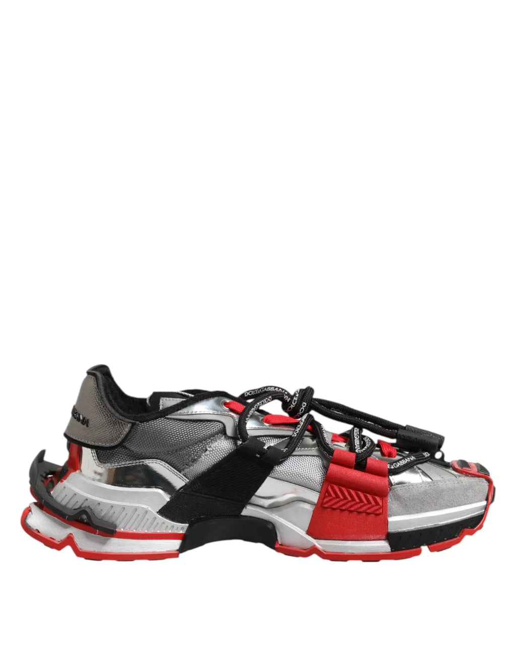 Baskets basses homme dolce & gabbana multicolores argent et rouge futuristes avec semelle épaisse noire