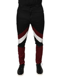 Pantalon skinny en coton dolce & gabbana multicolore avec blocs de couleur noir, bordeaux et blanc et design géométrique moderne