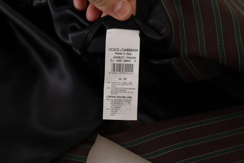 Blazer double boutonnage dolce gabbana noir à rayures vertes et blanches multicolores en tissu à rayures fines