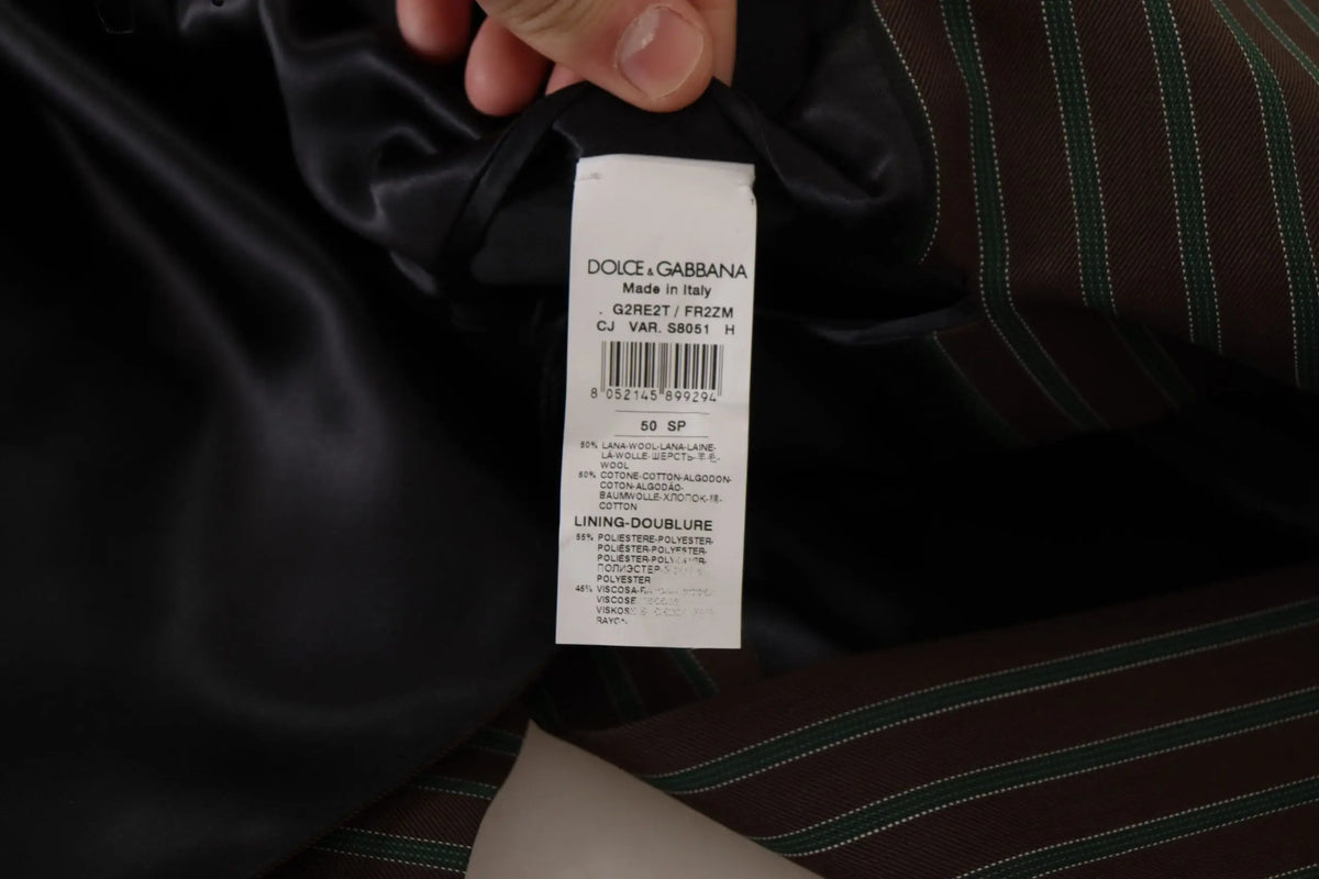 Blazer double boutonnage dolce gabbana noir à rayures vertes et blanches multicolores en tissu à rayures fines