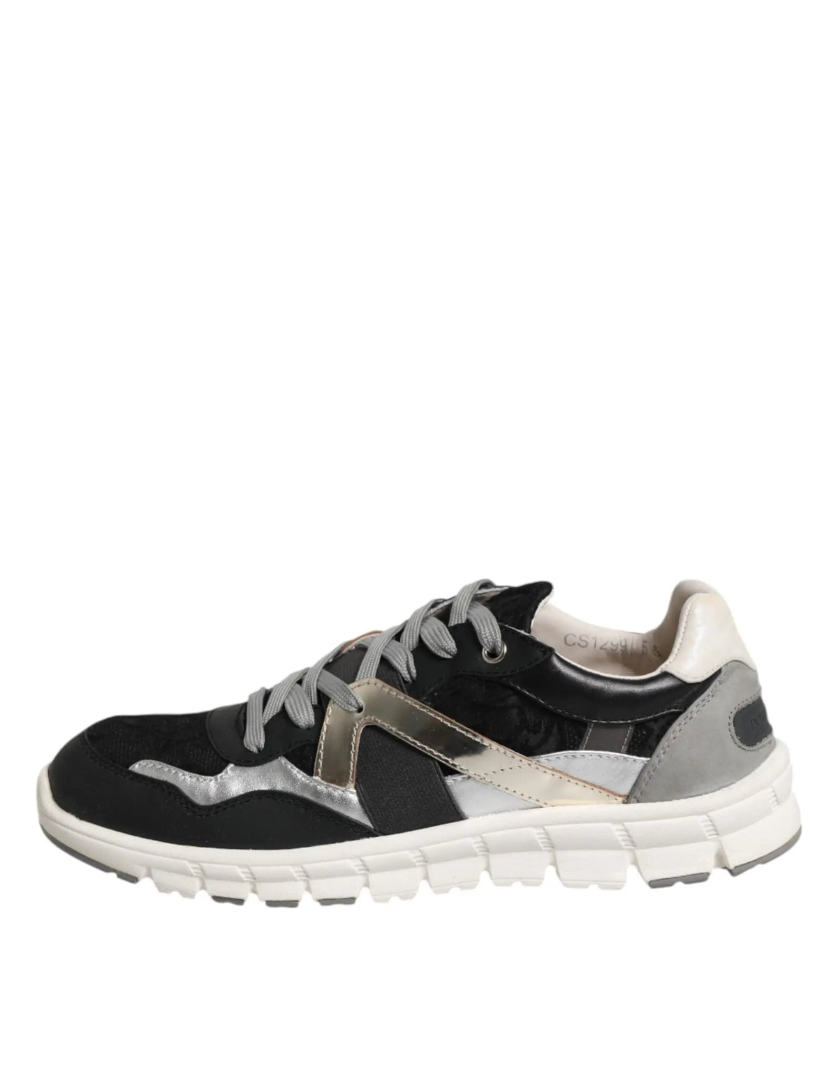 Baskets basses pour homme dolce & gabbana en daim multicolore noir et argent avec dessus texturé et semelle blanche