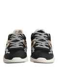 Baskets homme dolce & gabbana multicolores en daim noir avec étoiles argentées et lacets gris, semelle blanche en caoutchouc