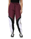 Dolce & gabbana multicolor sweatpants jogger pants en molleton bordeaux blanc avec panneaux latéraux noirs et taille élastique
