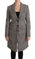 Dolce & Gabbana manteau long mi-genou trench multicolore à motif pied-de-poule noir et blanc avec trois boutons et poches à rabat