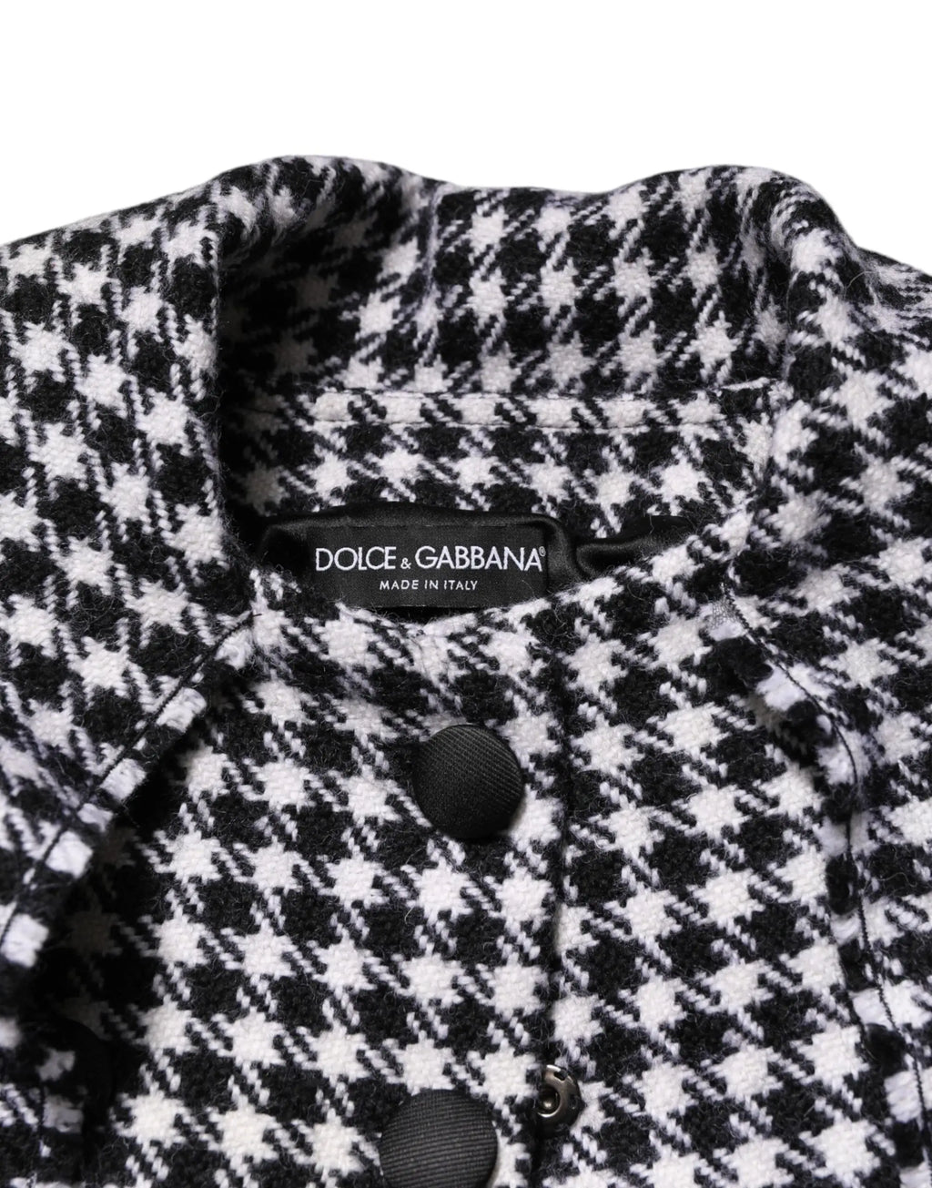 Veste dolce gabbana en laine multicolore noire et blanche avec motif pied-de-poule et boutons noirs