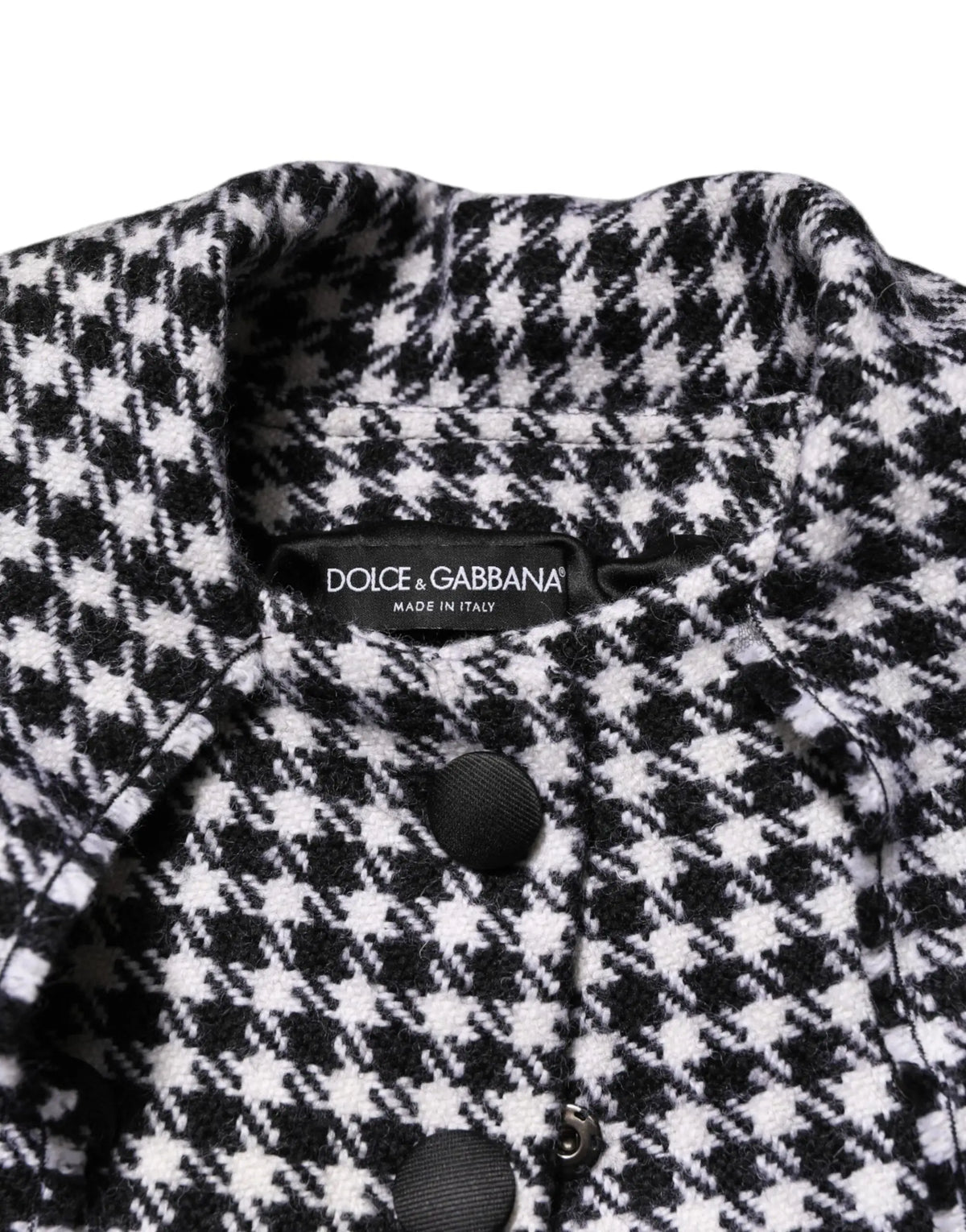 Veste dolce gabbana en laine multicolore noire et blanche avec motif pied-de-poule et boutons noirs