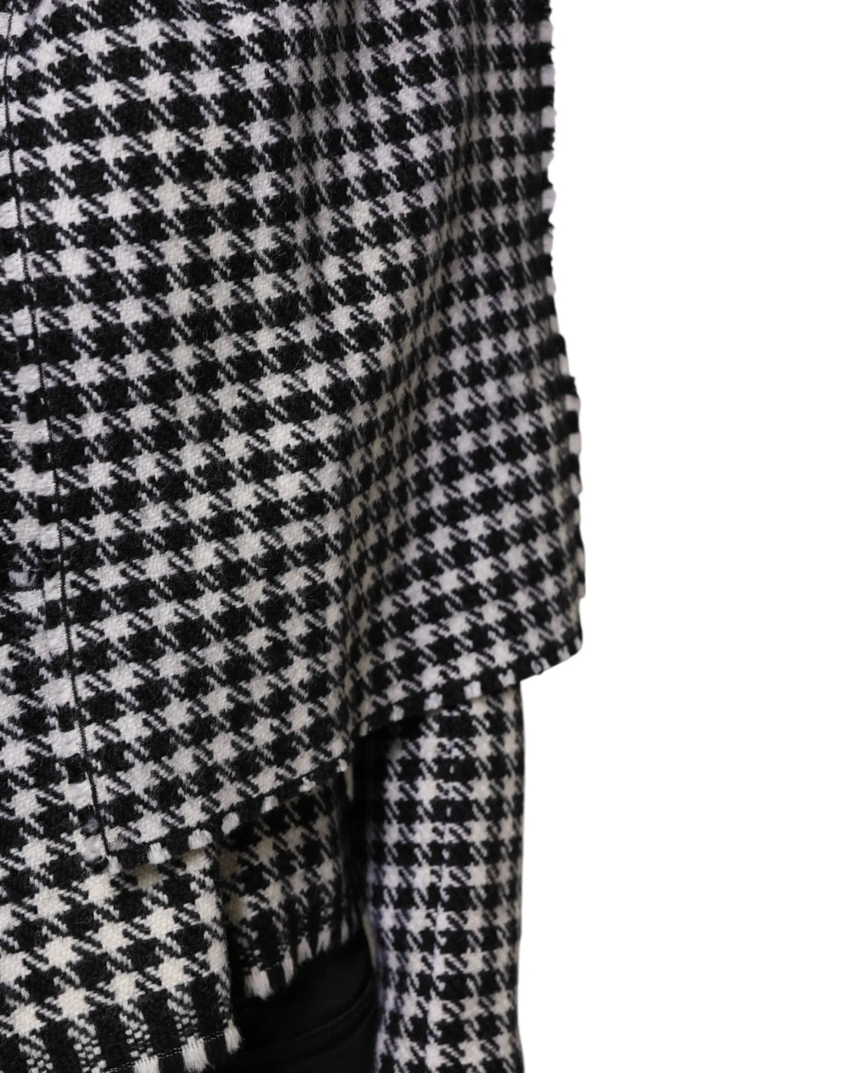 Veste dolce & gabbana en laine multicolore à motif pied-de-poule noir et blanc avec ourlet texturé et superposé