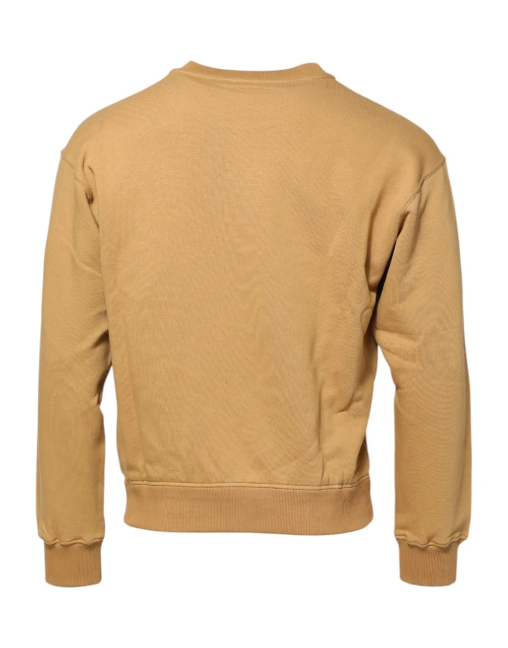 Sweatshirt dolce & gabbana moutarde en coton avec logo dg embossé, manches longues et bords côtelés tanné