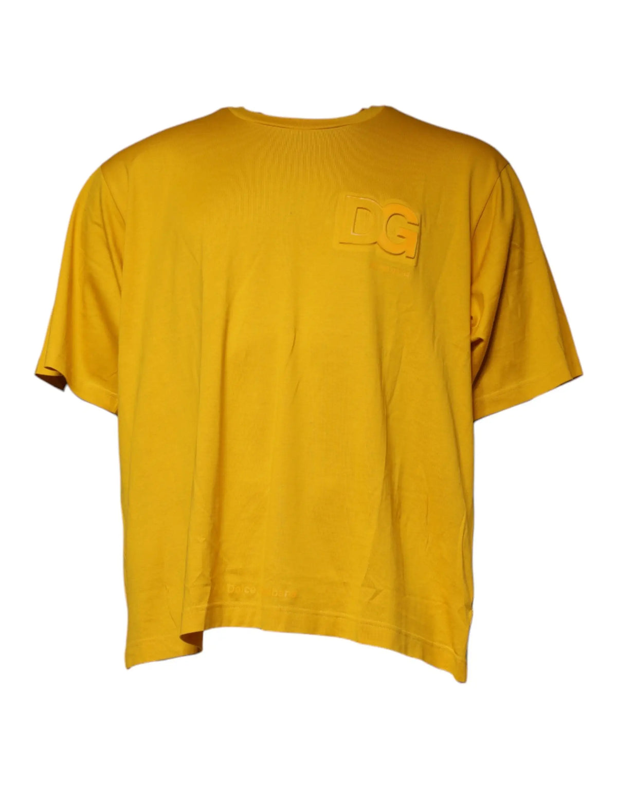 T-shirt oversize jaune dolce gabbana avec logo dg brodé subtil sur la poitrine en coton embossé