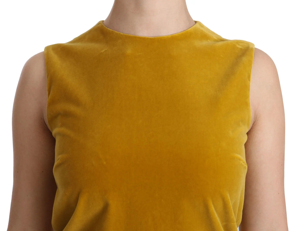 Top sans manches en velours moutarde dolce & gabbana avec encolure arrondie dans une robe mini shift stretch