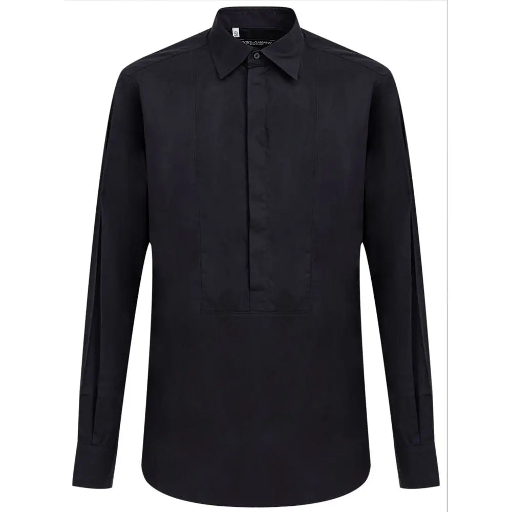 Chemise habillée pour homme dolce & gabbana en coton marine à col classique manches longues et fermeture boutonnée