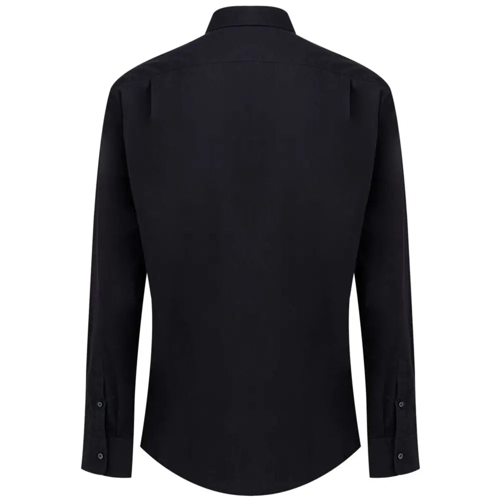 Chemise homme noire à manches longues en coton avec col classique et poignets boutonnés par dolce & gabbana