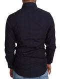Chemise noire à manches longues dolce gabbana en coton avec col classique et poignets boutonnés pour tenue formelle