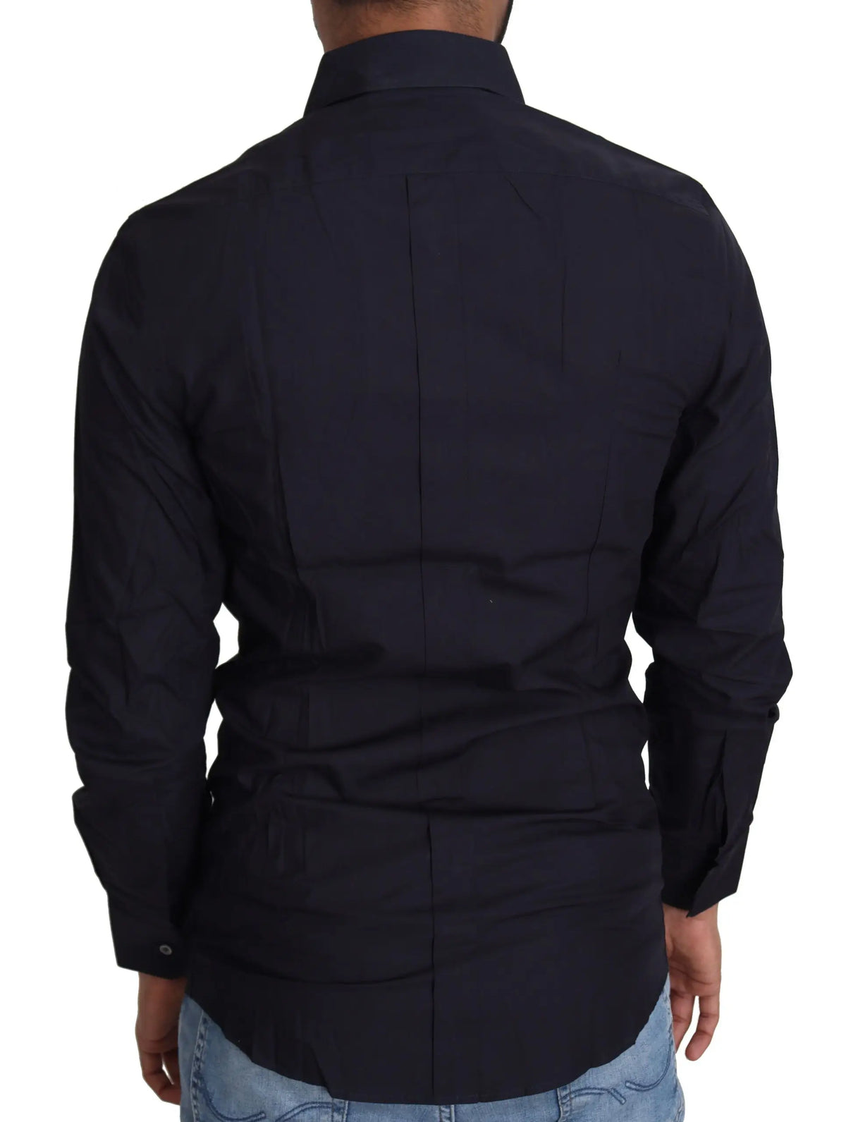 Chemise noire à manches longues dolce gabbana en coton avec col classique et poignets boutonnés pour tenue formelle