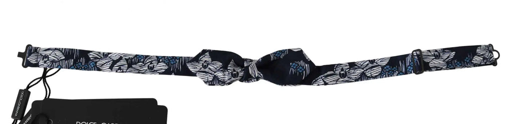 Nœud papillon dolce & gabbana bleu marine à motif floral blanc avec fermoirs métalliques réglables slim homme