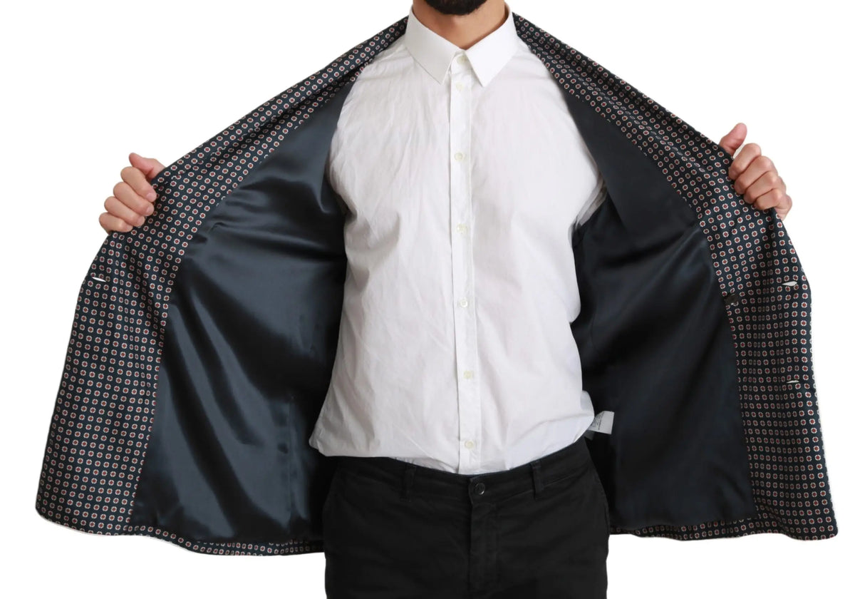 Veste blazer noire dolce & gabbana avec motif géométrique subtil et doublure satinée élégante