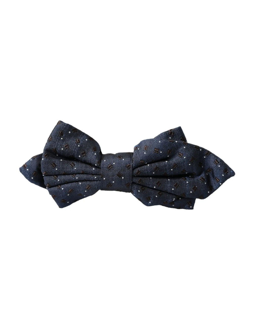 Dolce & gabbana nœud papillon en soie bleu marine avec motif géométrique blanc et noir subtil ajustable pour homme