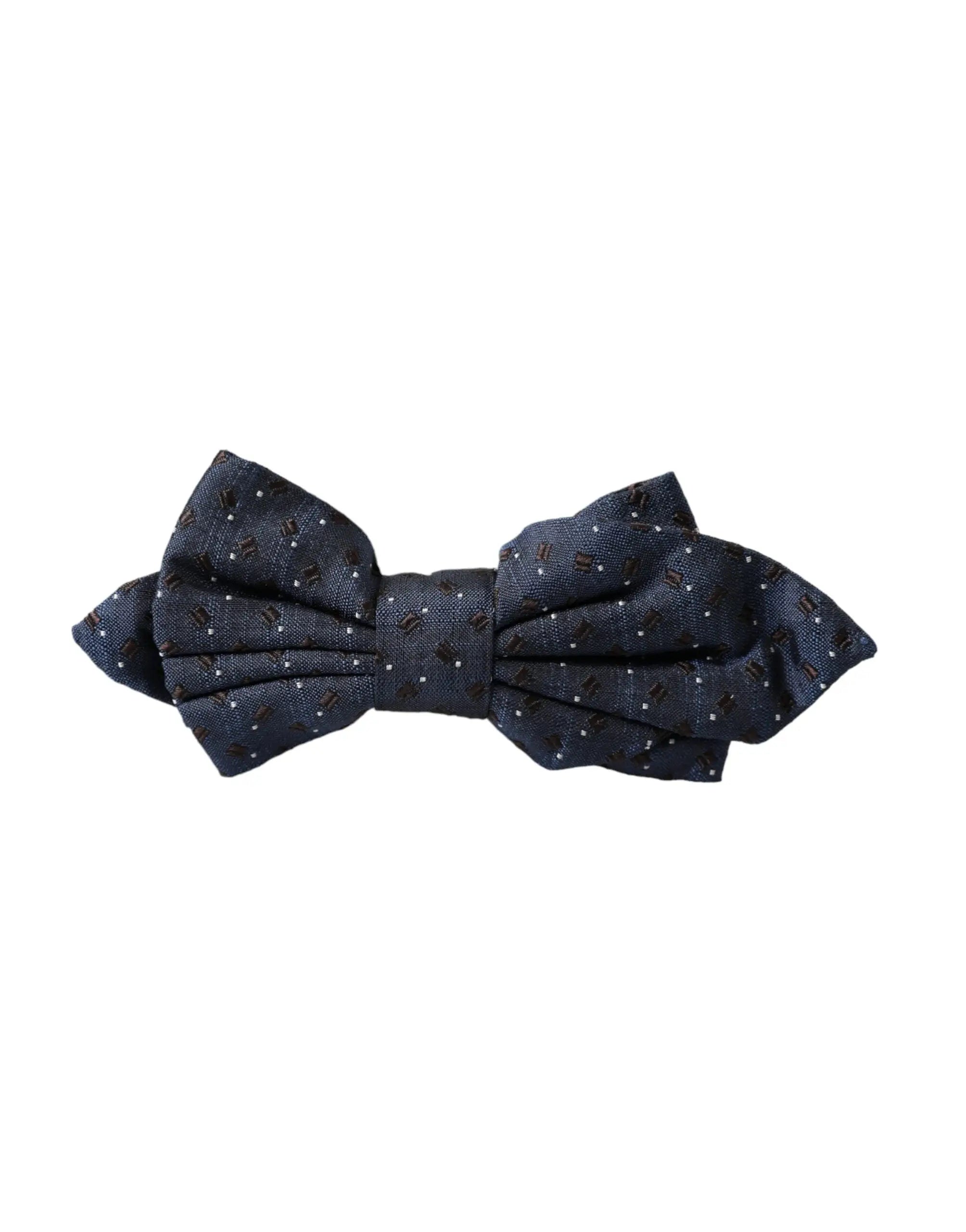 Dolce & gabbana nœud papillon en soie bleu marine avec motif géométrique blanc et noir subtil ajustable pour homme