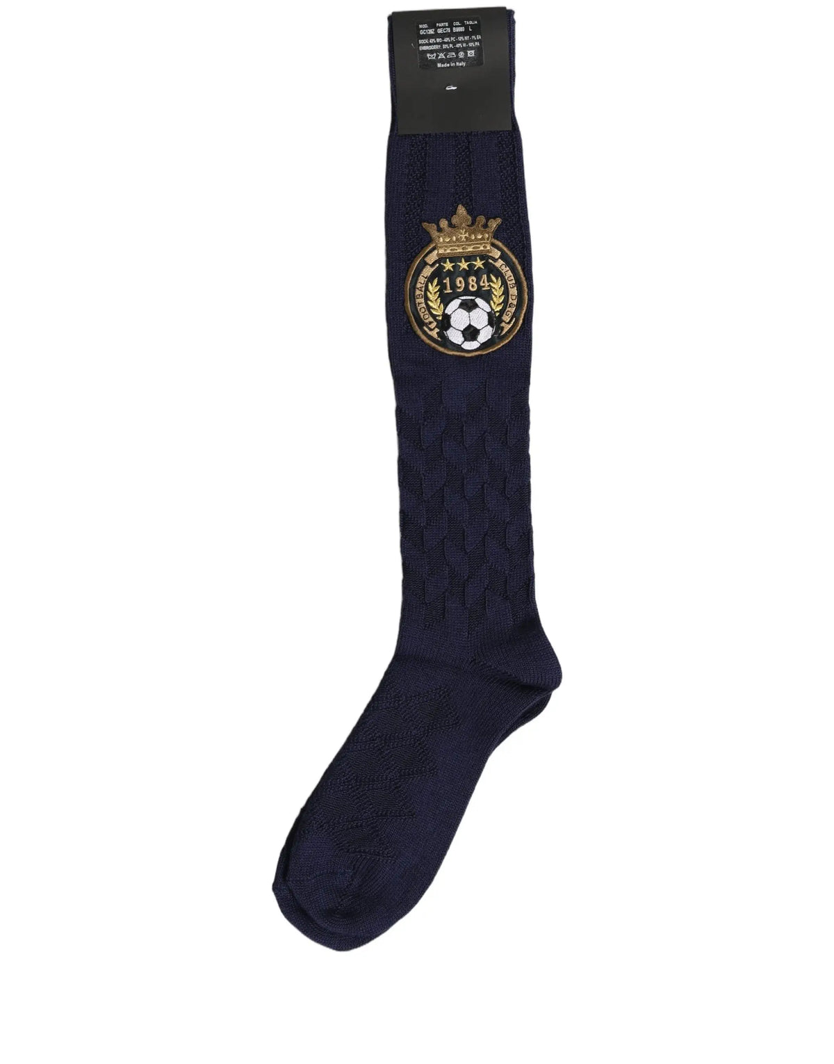 Chaussette accessoire dolce & gabbana bleu marine en laine à logo écusson brodé soccer 1984