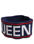 Bandeau à tête en laine bleue marine dolce & gabbana avec lettrage queen blanc et bordure rouge