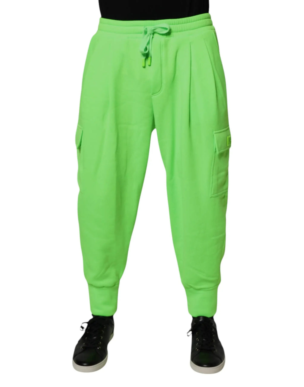 Pantalon de jogging cargo homme dolce & gabbana vert néon avec taille à cordon et poches latérales