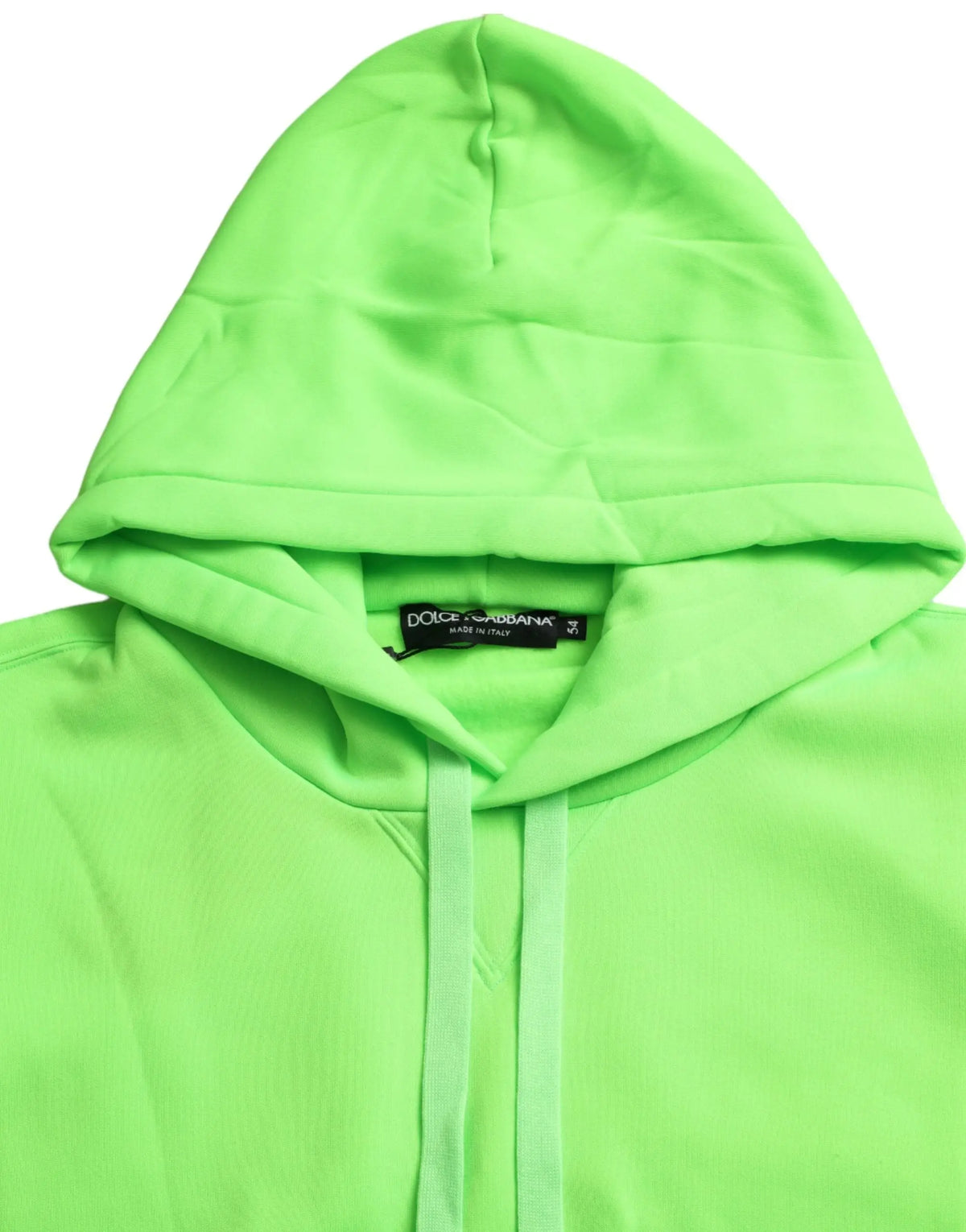 Sweat à capuche dolce & gabbana neon vert vif avec cordons assortis et étiquette noire de la marque