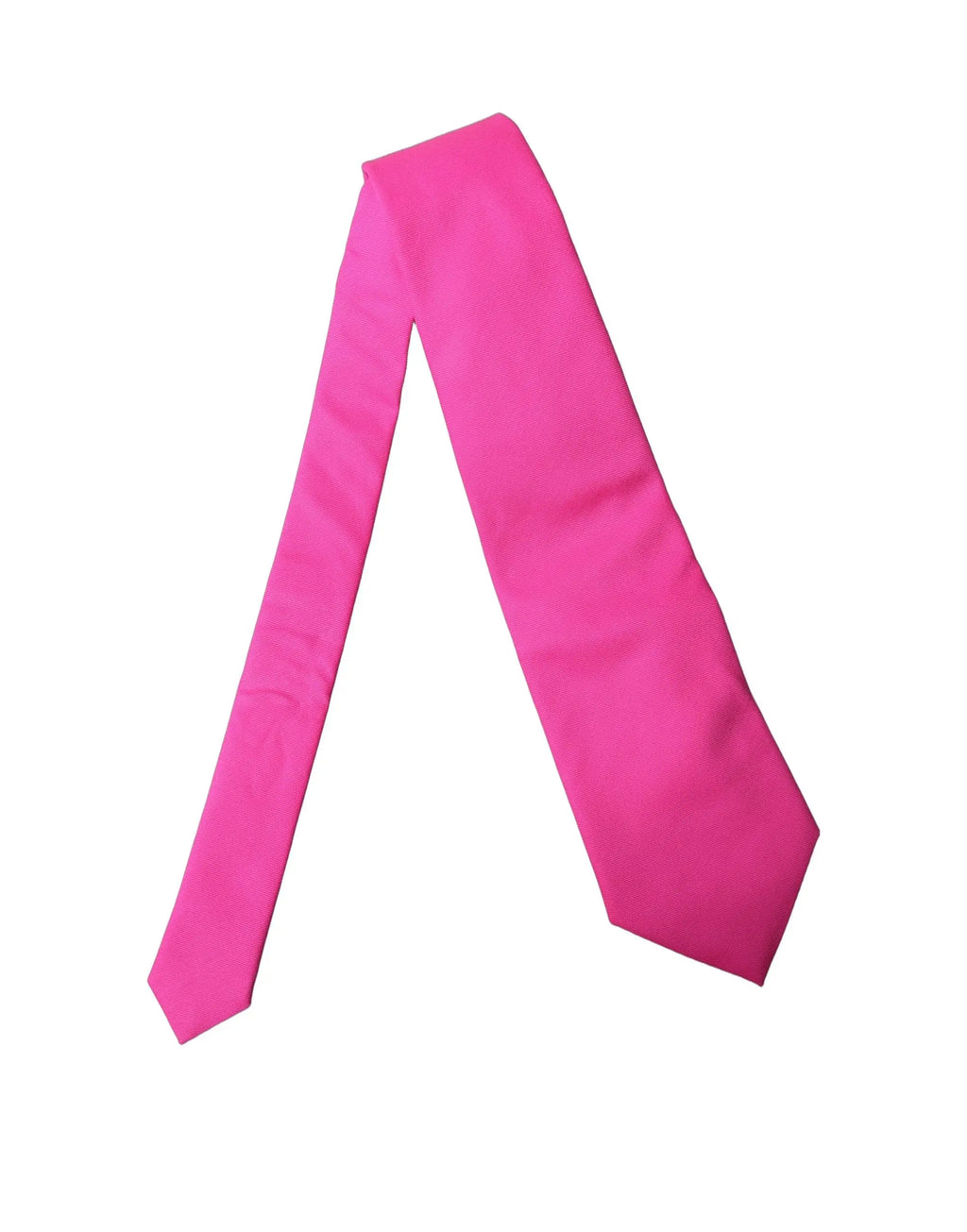 Une cravate pour femme dolce gabbana en soie satinée fuchsia vif avec une finition lisse et des extrémités pointues