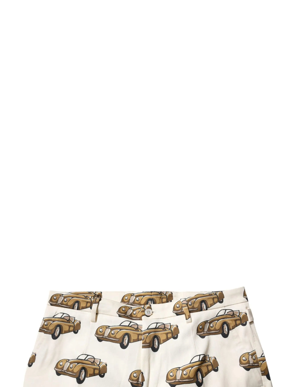 Jean skinny homme dolce & gabbana en coton blanc avec motif répétitif de voitures jaguar vintage couleur tan