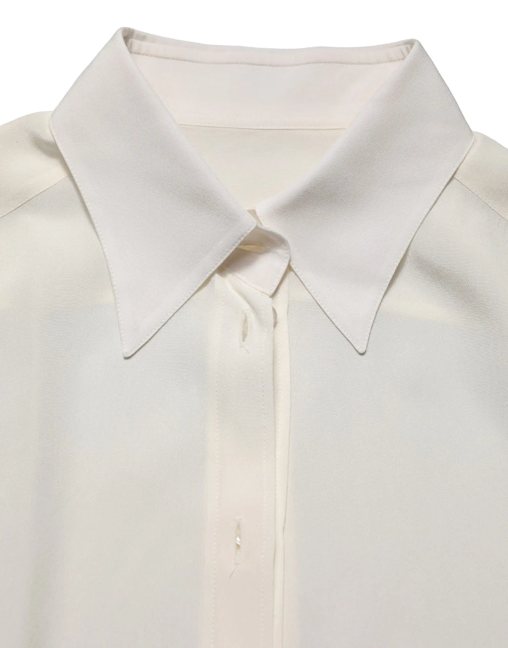 Dolce & gabbana blouse longue manches en soie ivoire avec col classique pointe et patte de boutonnage nette