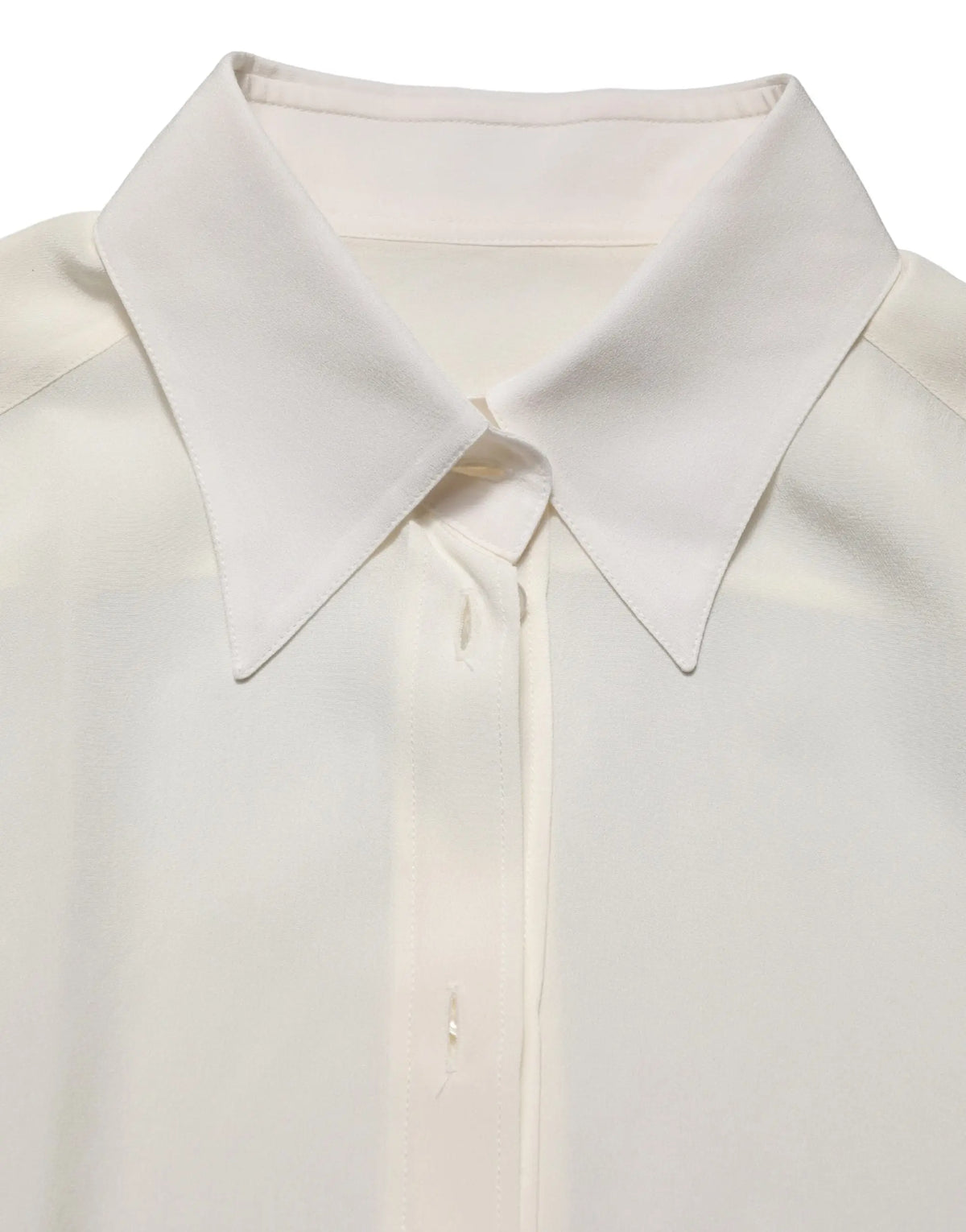 Dolce & gabbana blouse longue manches en soie ivoire avec col classique pointe et patte de boutonnage nette