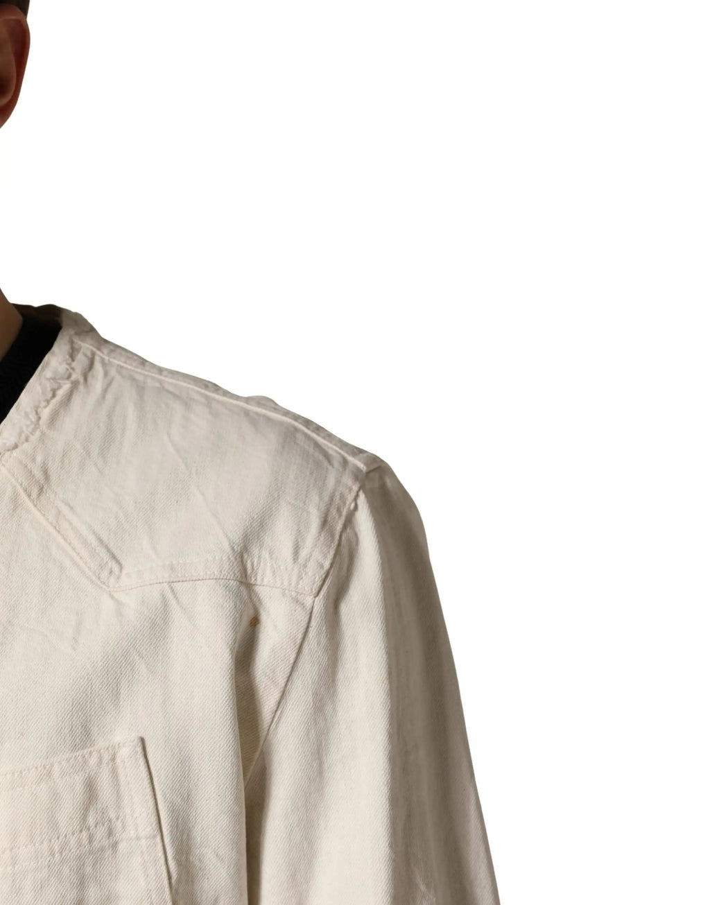 Veste blouson denim off white dolce & gabbana en coton avec fermeture éclair complète et col simple