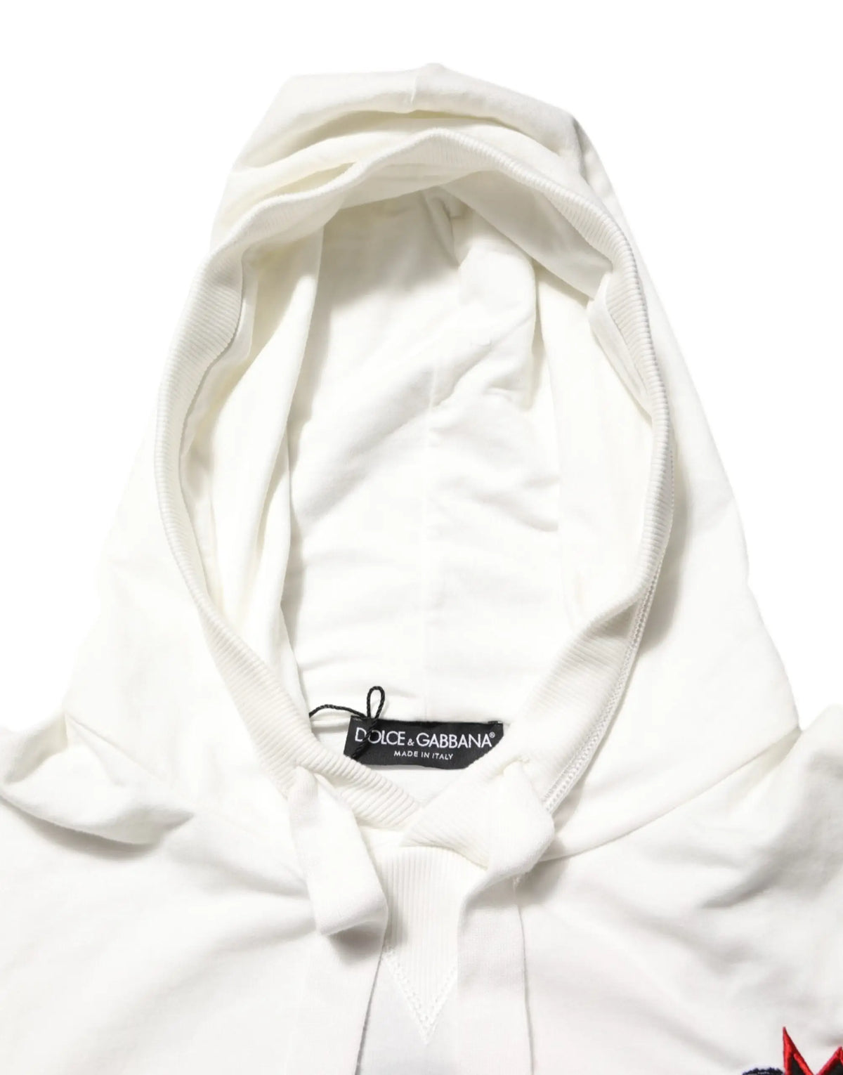 Pull à capuche blanc cassé dolce & gabbana en coton avec tissu doux texturé et détails de couture subtils