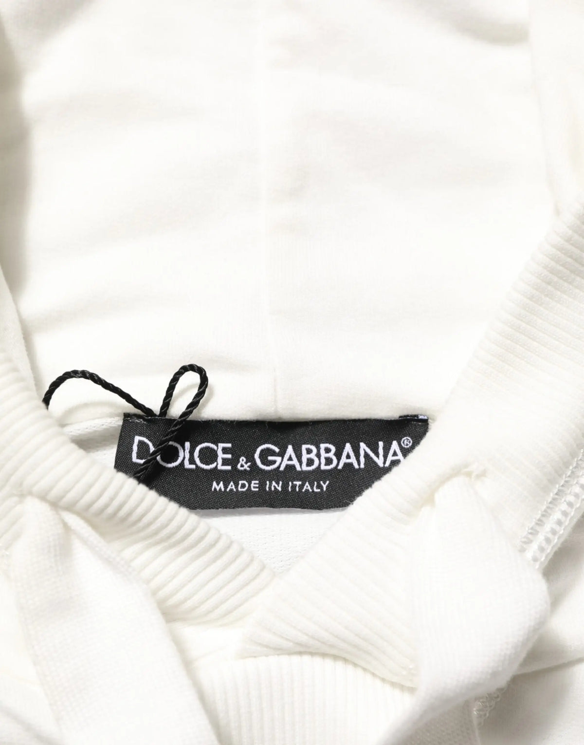 Sweatshirt à capuche dolce & gabbana blanc cassé en coton avec étiquette noire made in italy visible