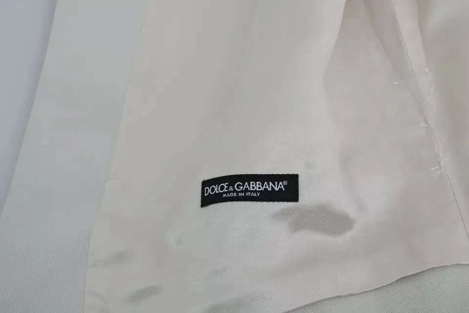 Écharpe en soie blanche avec étiquette noire dolce & gabbana made in italy pour gilet formel en coton et soie off-white