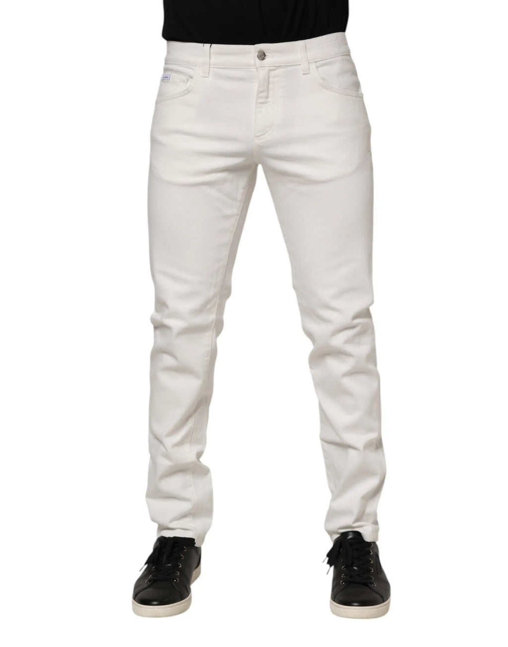 Jean slim fit blanc en denim stretch coton dolce gabbana avec coupe classique cinq poches