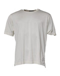Dolce & gabbana t-shirt manches courtes côtelée off white minimaliste avec fentes latérales subtiles au bas