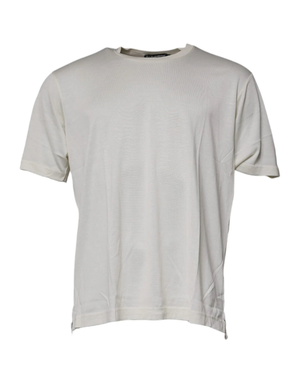 Dolce & gabbana t-shirt à manches courtes off white en texture côtelée avec petites fentes sur les côtés
