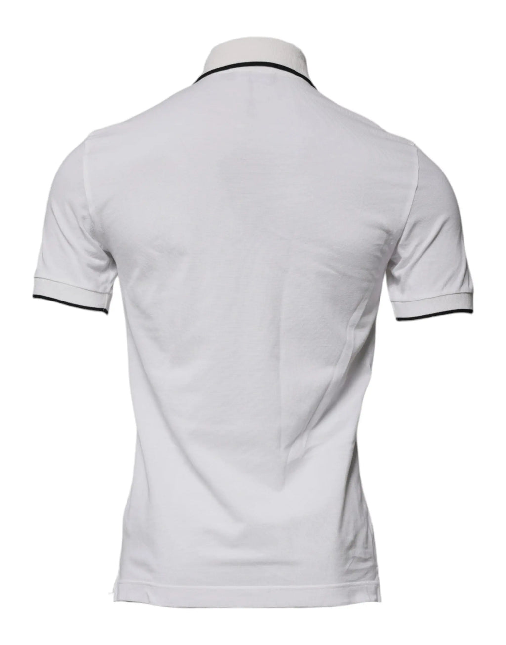 Polo à manches courtes dolce & gabbana en coton écru avec col et bordures de manches noirs