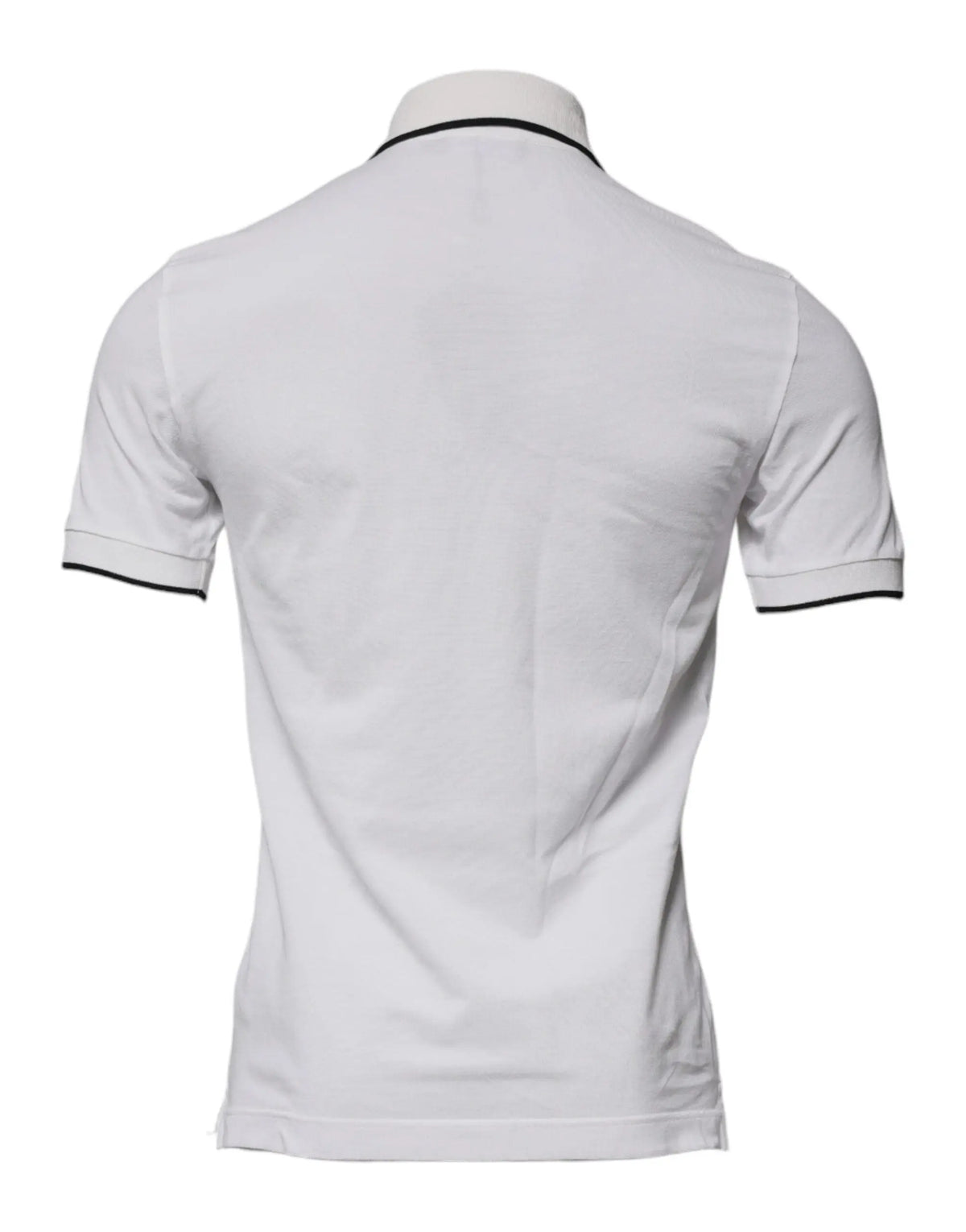 Polo à manches courtes dolce & gabbana en coton écru avec col et bordures de manches noirs