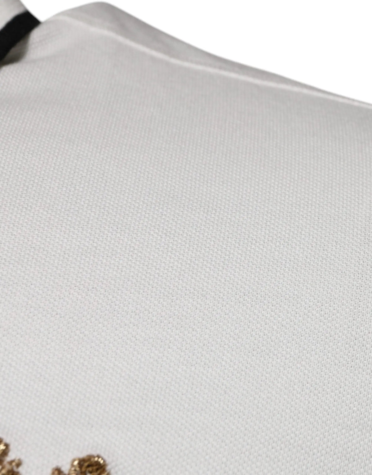 Polo dolce & gabbana en coton écru avec col et broderie dorée texturée au bas