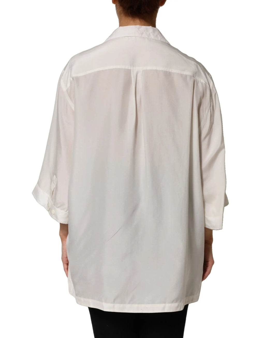 Blouse en coton blanc cassé dolce & gabbana ample avec col classique et manches trois quarts en soie