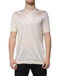 T-shirt henley dolce & gabbana en soie écru avec manches courtes et patte boutonnée finition subtilement brillante