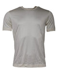 Dolce & gabbana t-shirt à manches courtes en soie couleur blanc cassé avec texture côtelée et col rond classique