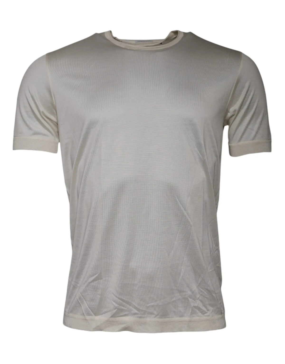 Dolce & gabbana t-shirt à manches courtes en soie couleur blanc cassé avec texture côtelée et col rond classique