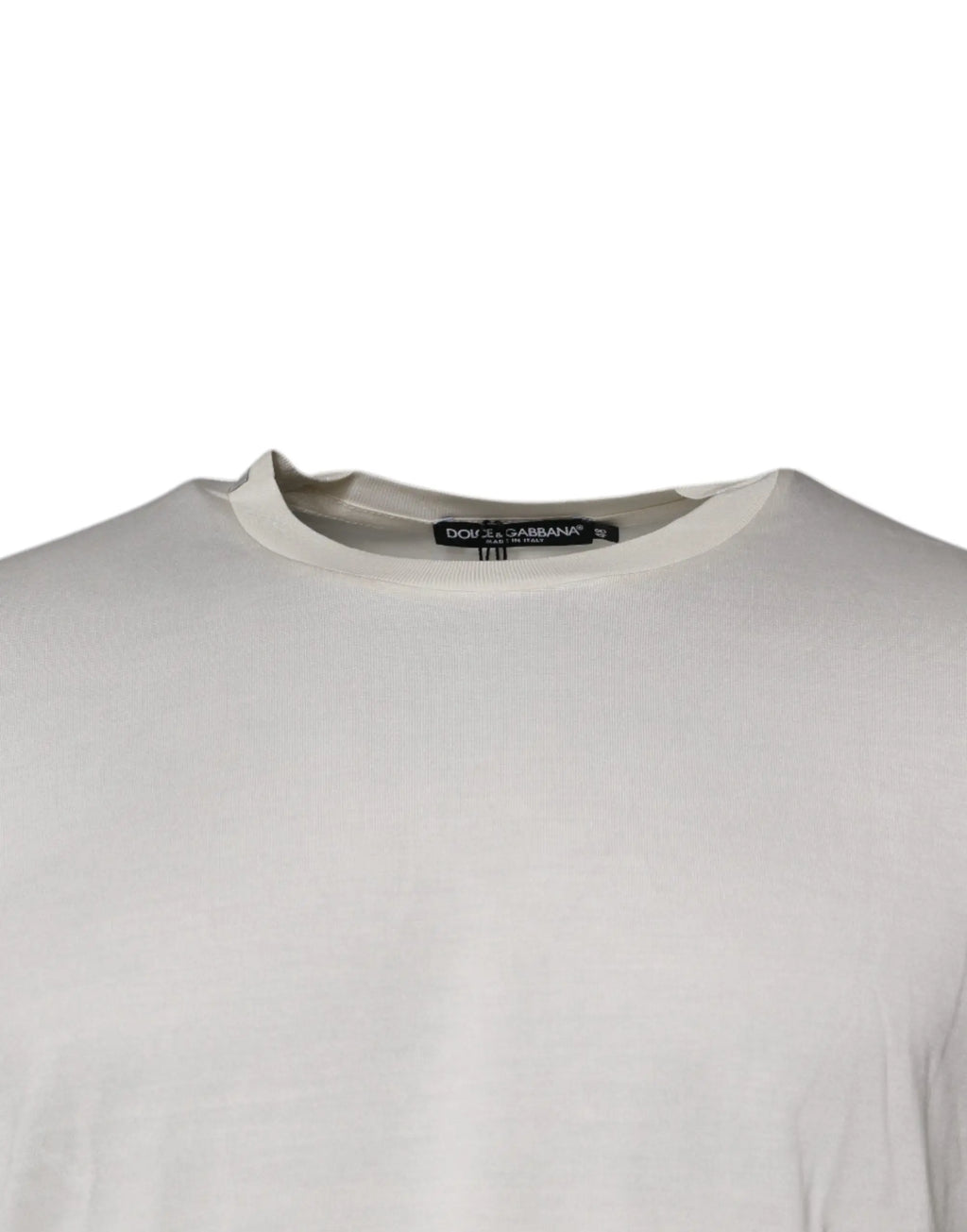 T-shirt dolce & gabbana col rond en soie blanc cassé avec texture côtelée subtile et manches courtes