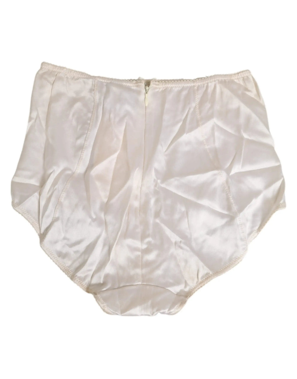 Panty taille haute en satin crème avec fermeture éclair centrale dolce gabbana en soie off white