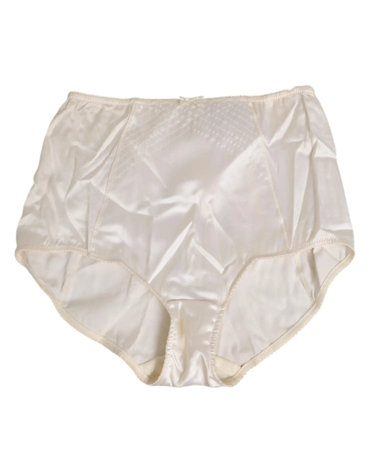 Culotte taille haute en satin ivoire crème dolce gabbana avec finition lisse et plis subtils en soie