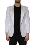 Veste blanche style tuxedo dolce & gabbana en laine avec revers en satin et coupe ajustée