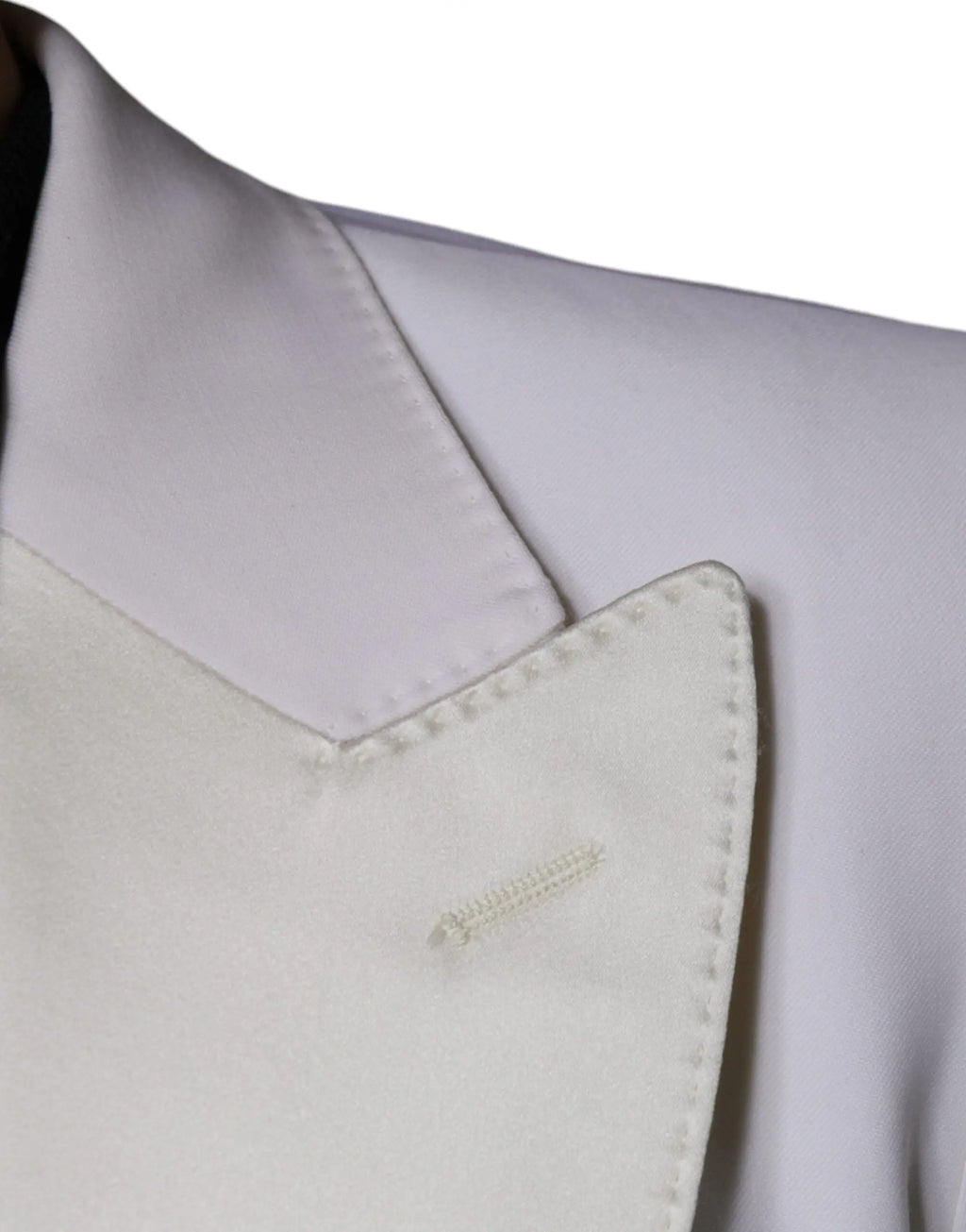 Blazer dolce & gabbana en laine écru avec revers en satin blanc et broderie subtile sur le devant
