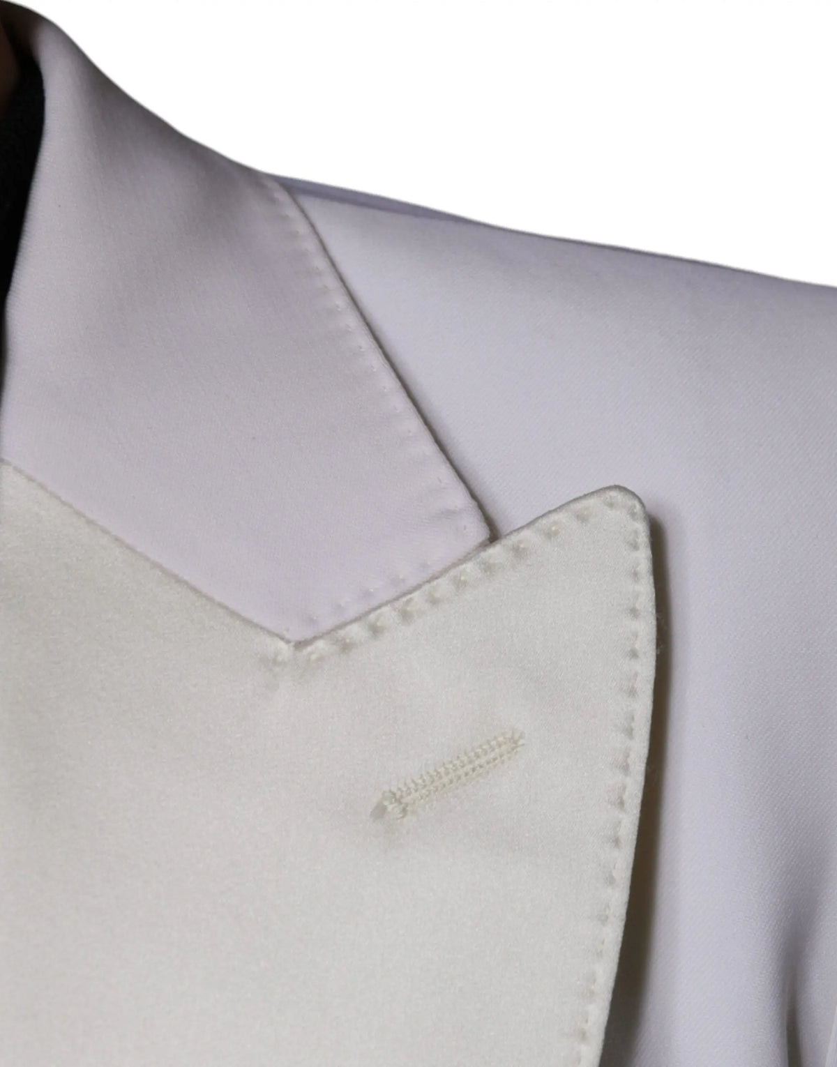 Blazer dolce & gabbana en laine écru avec revers en satin blanc et broderie subtile sur le devant